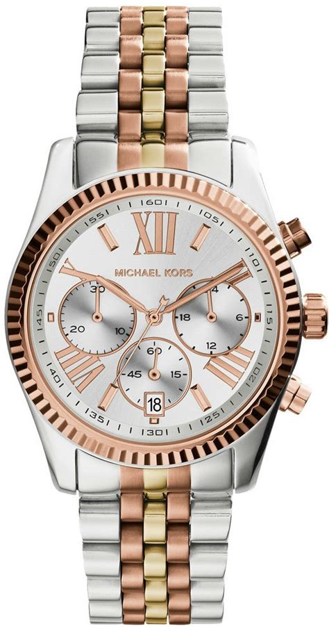 michael kors women's mk5735 sport lexington chronograph tri-tone|Michael Kors lexington.